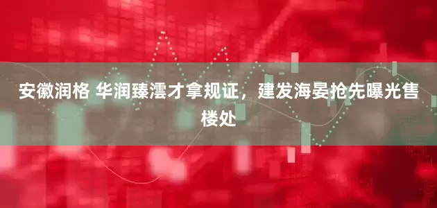 安徽润格 华润臻澐才拿规证，建发海晏抢先曝光售楼处