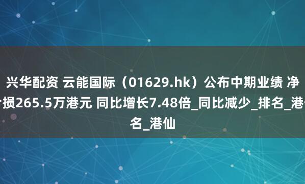 兴华配资 云能国际（01629.hk）公布中期业绩 净亏损265.5万港元 同比增长7.48倍_同比减少_排名_港仙